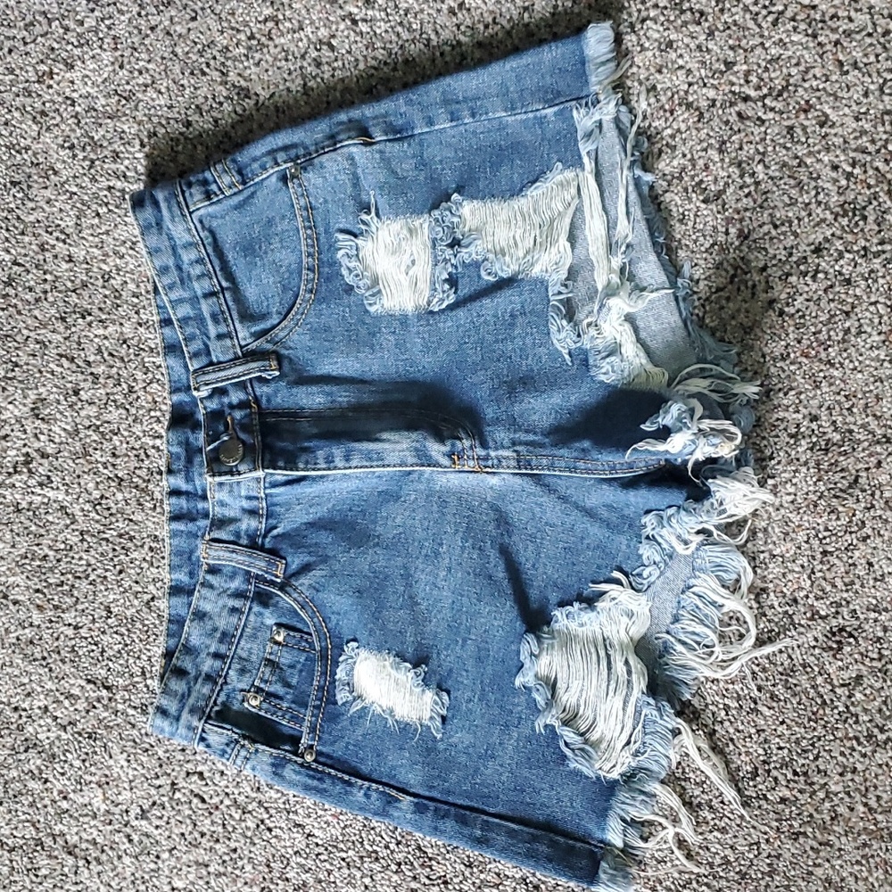 Ripped jean shorts
